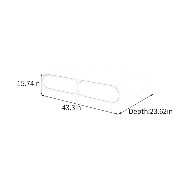 Table basse de luxe avec pieds ronds et tiroir de rangement, Blanc, H 15,74 po x L 43,3 po x l 23,62 po