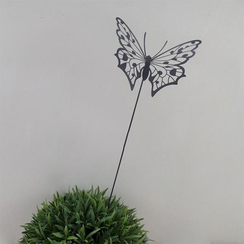Piquet de jardin papillon en métal, Noir