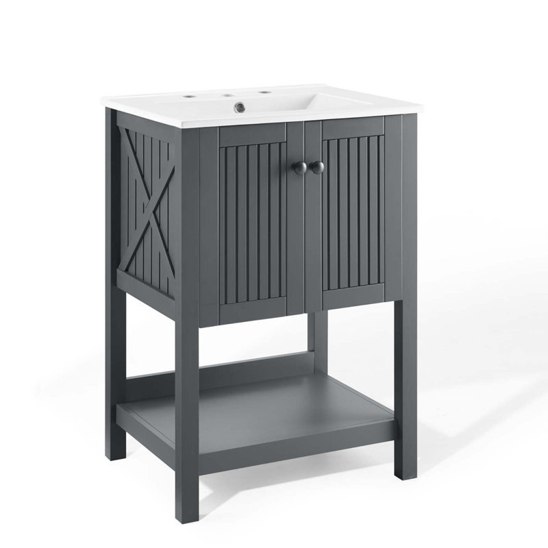 Meuble-lavabo à vapeur 24 po, Gris