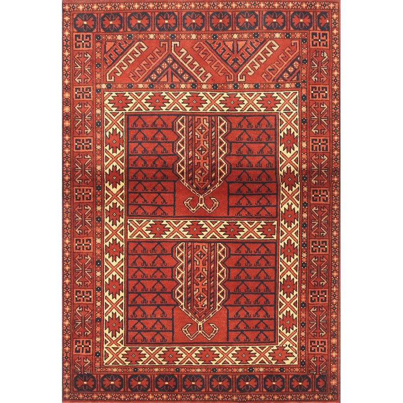 Tapis oriental rouge / beige / noir, Rectangle 6 pi x 9 pi