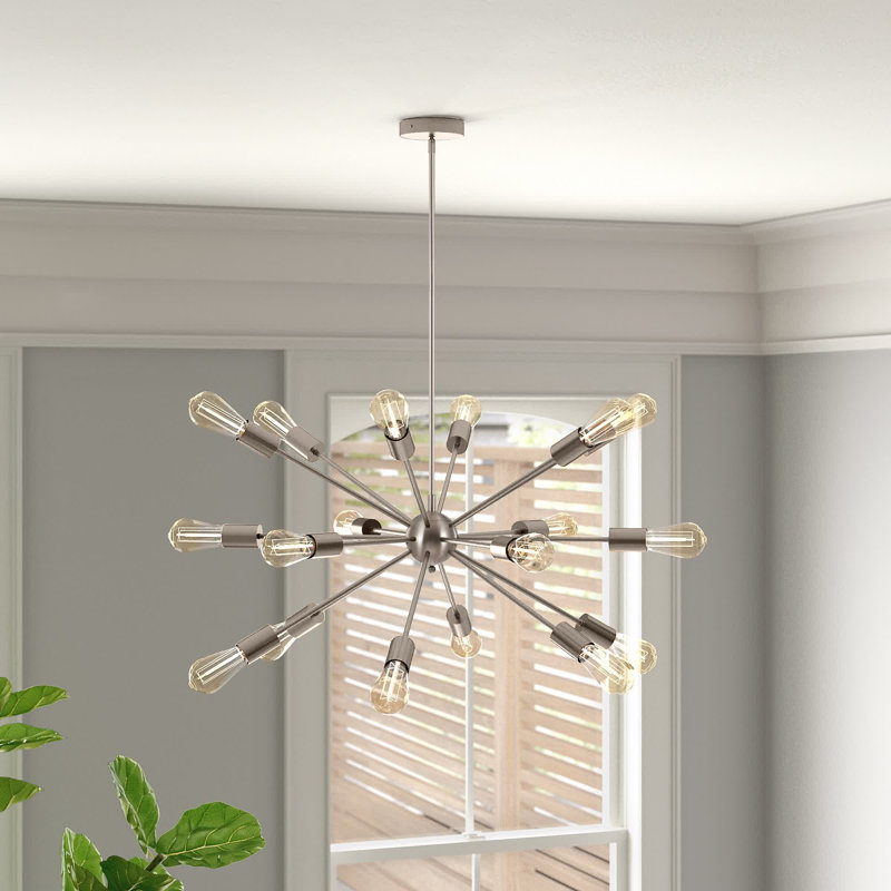 Lustre sphérique spoutnik à 18 lumières Califano, Nickel brossé