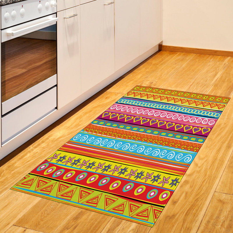 Tapis décoratif coloré en fibres de polyester à haute densité, Rectangle 2 pi 7 po x 5 pi
