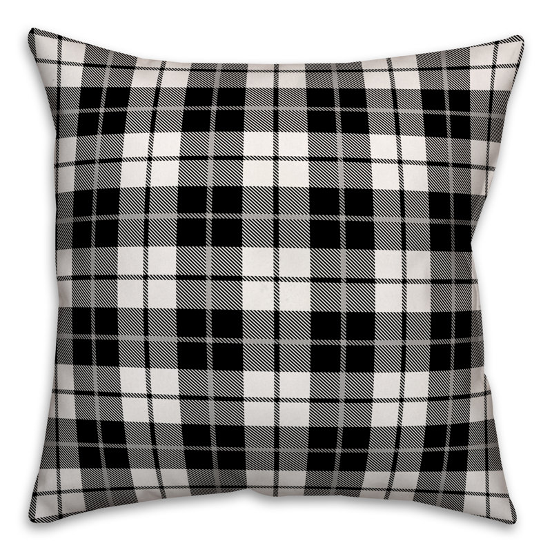 Plaid Throw Pillow, Black