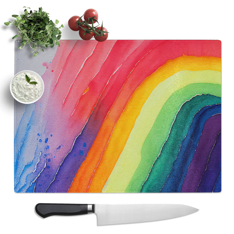 Watercolour Rainbow Art Vol.1 Abstract  Glass Chopping Board