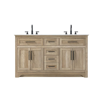 Meuble-lavabo double 60 po en chêne naturel