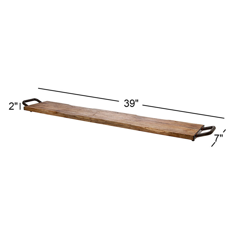 Long plateau de service Alina Ridgewood, H 2 po x l 39 po x P 7 po, Brun