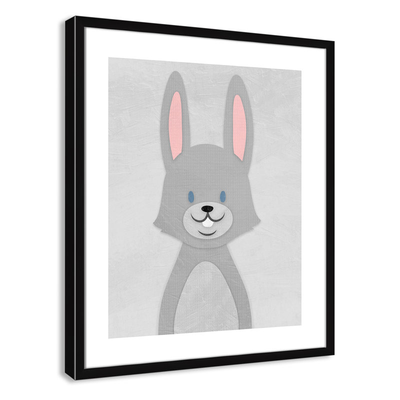 Art de lapin joyeux, H 10 po x l 8 po x P 1,18 po, Encadré de boîte noir