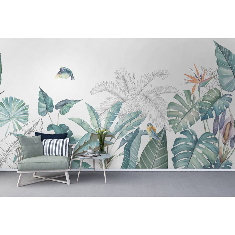 Papier peint amovible Tropical Greeny, L 9 po x l 15 po