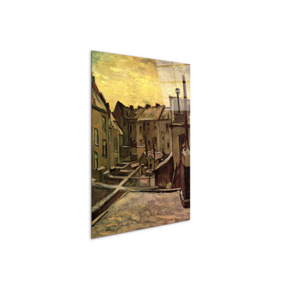 Backyards of Old Houses in Antwerp in the Snow By Van Gogh Vincent 80cm H X 60cm W CrystalArt Material Acrylic Glass Effect, Frameless Panel Lightweight Ready to Hang