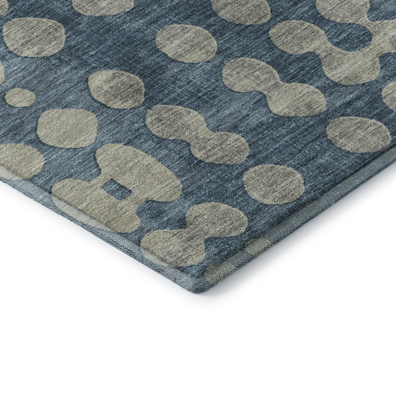 Tapis en denim de qualité supérieure lavable à la machine Prisco, Rond 8 pi