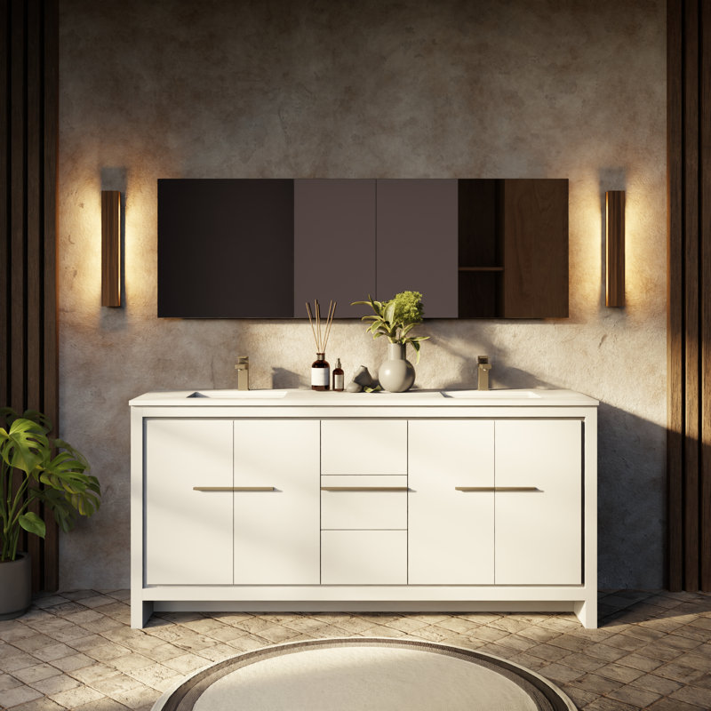 Lafarre Lafarre 72 in W x 20 in D Double Bath Vanity, White, White Quartz
