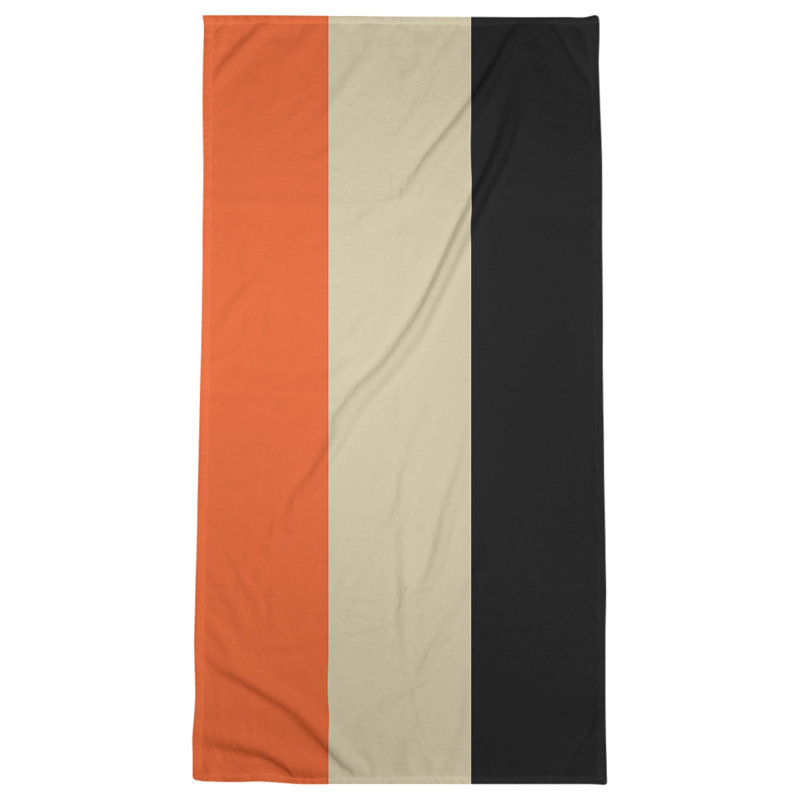 Beach Towel, Orange/Cream/Black, Polyester/Cotton