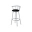 Ensemble de 2 tabourets pivotants, hauteur de bar, structure en métal gris, siège d'aspect cuir noir, tabourets de hauteur contemporaine, design moderne rembourré