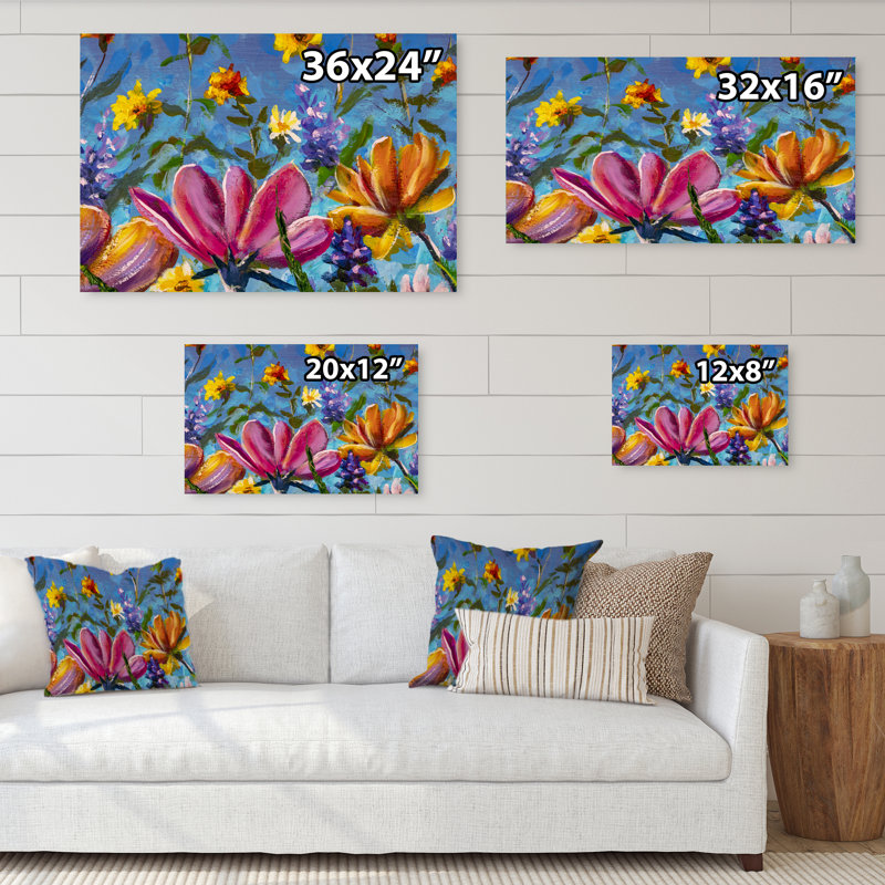 Impression sur toile, "Wildflowers Impressionism Art", H 8 po x l 12 po x P 1 po, Toile tendue