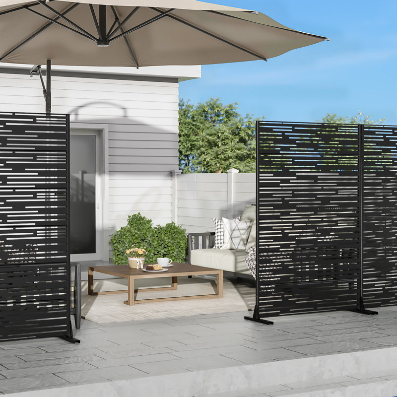 Metal Privacy Screen Panel Pattern, Black, 72"H x 47"W x 16"D
