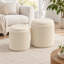 Ensemble de 2 poufs de rangement ronds avec dessus réversibles et revêtement en velours