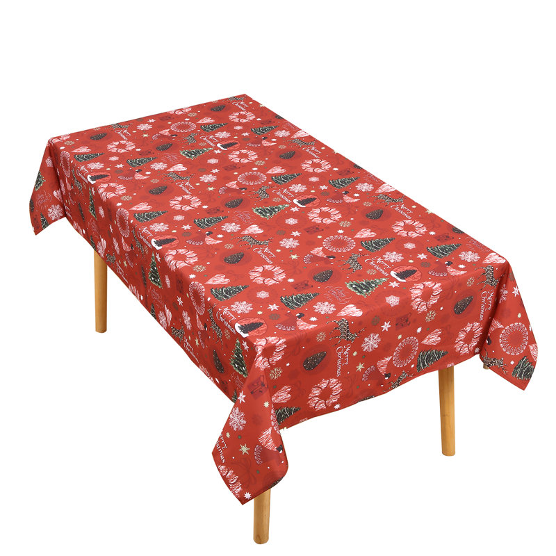 Red Oil-Proof Fabric with Reindeer & Snowflake Print | Washable Durable Holiday Cover for Indoor/Outdoor Party Decor, 79 cm L