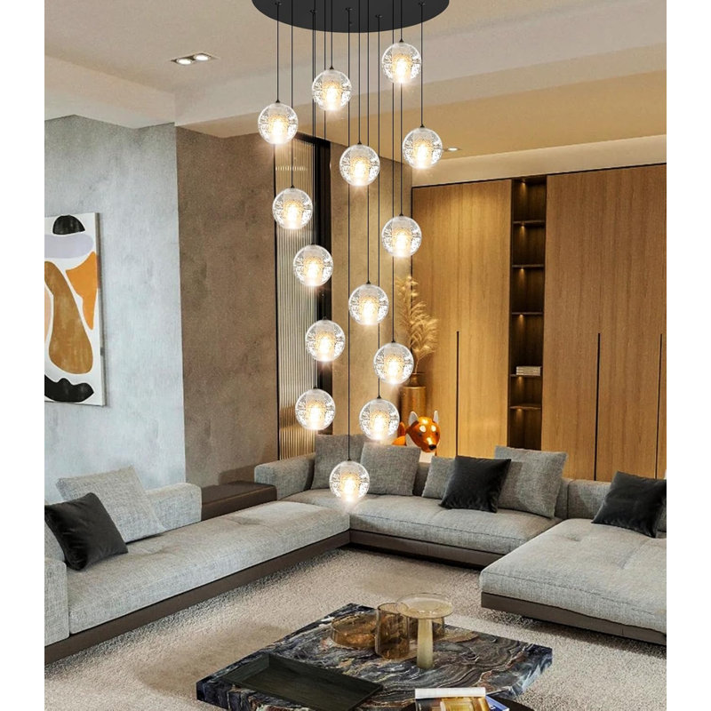 Lustre en forme de globe à 14 lumières Hurleigh, Noir mat