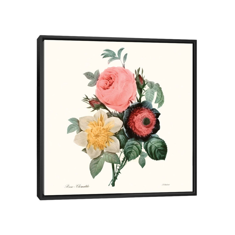 « blushing bouquet ii », reproduction d’impression sur toile, H 18 po x l 18 po x P 1,5 po, Toile avec cadre noir