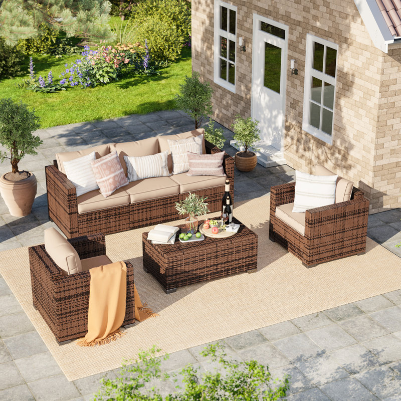 5-Person Seating Group With Storage, Khaki