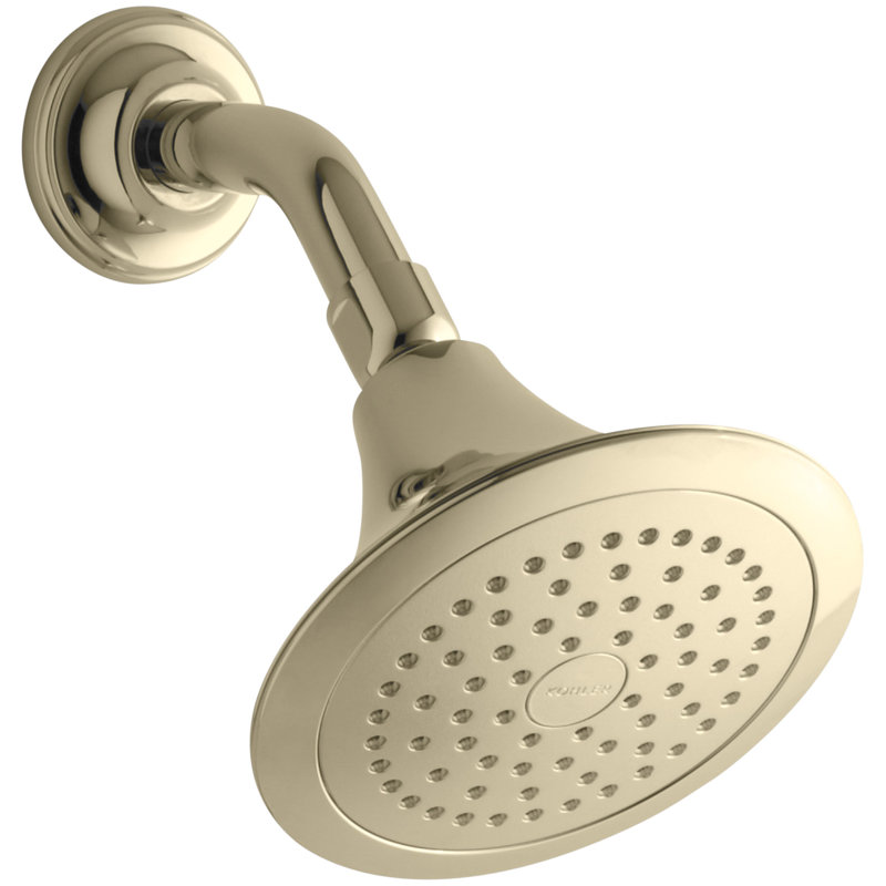 Forte Wall-Mount Single-Function Showerhead with 66-Nozle 5.5 Inch Sprayface, 2.5 GPM, Vibrant French Gold