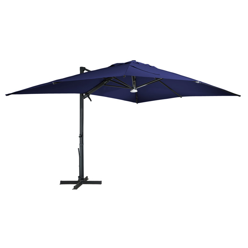Parasol en porte-à-faux rectangulaire avec haut-parleur Bluetooth 13 'x 10' Mytchell, Bleu marine