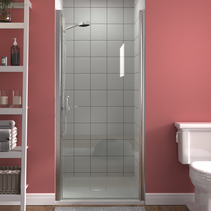 34-35 3/8 in. W x 72 in. H Pivot Frameless Shower Door With Clear Glass, Chrome