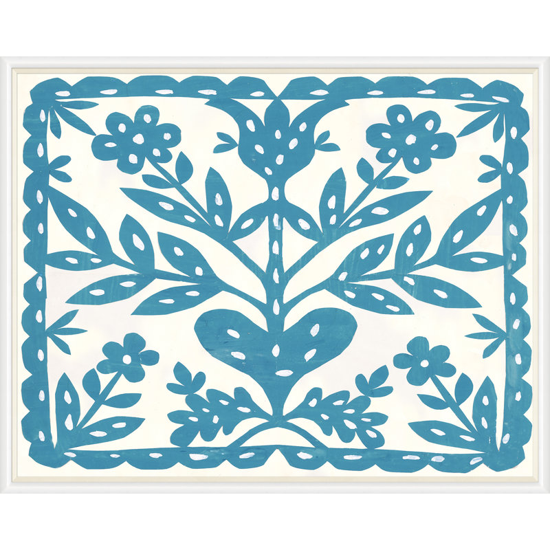 «Blue Flower» par Paule Marrot - impression, H 43 po x l 54 po x P 1,25 po, Cadre blanc