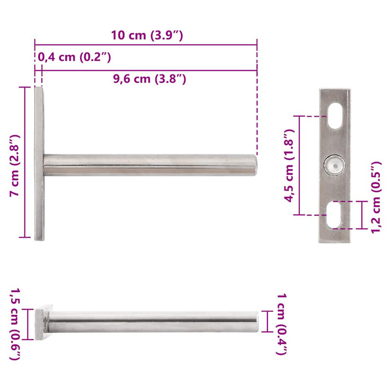 Floating Shelf Brackets 12Pcs Invisible Carbon Steel, 3.90" H x 2.80" W