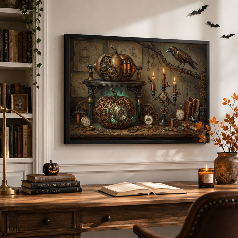 Art mural sur toile d'Halloween Steampunk, 12"H x 18"W