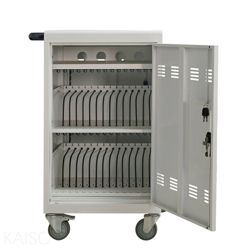 Station de charge mobile 30 + 2Bay pour tablette Chromebook et ordinateur portable avec multiprise incluse, assemblage requis - blanc