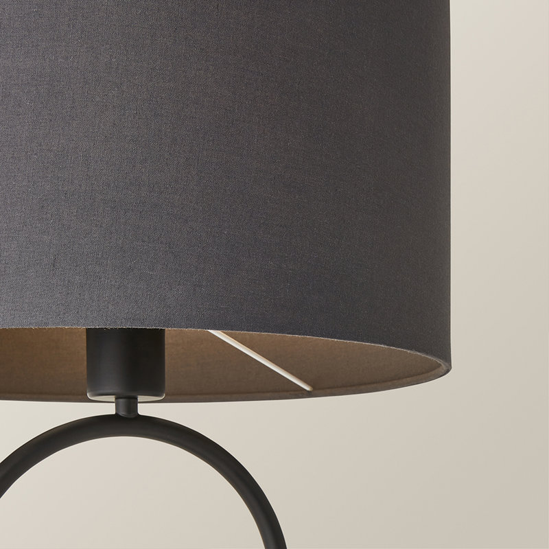 Demetry Metal Table Lamp, Cotton / Cotton Blend, Black, Dark Grey
