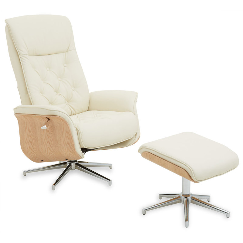 Zora 83cm Wide Swivel Standard Recliner, ivory