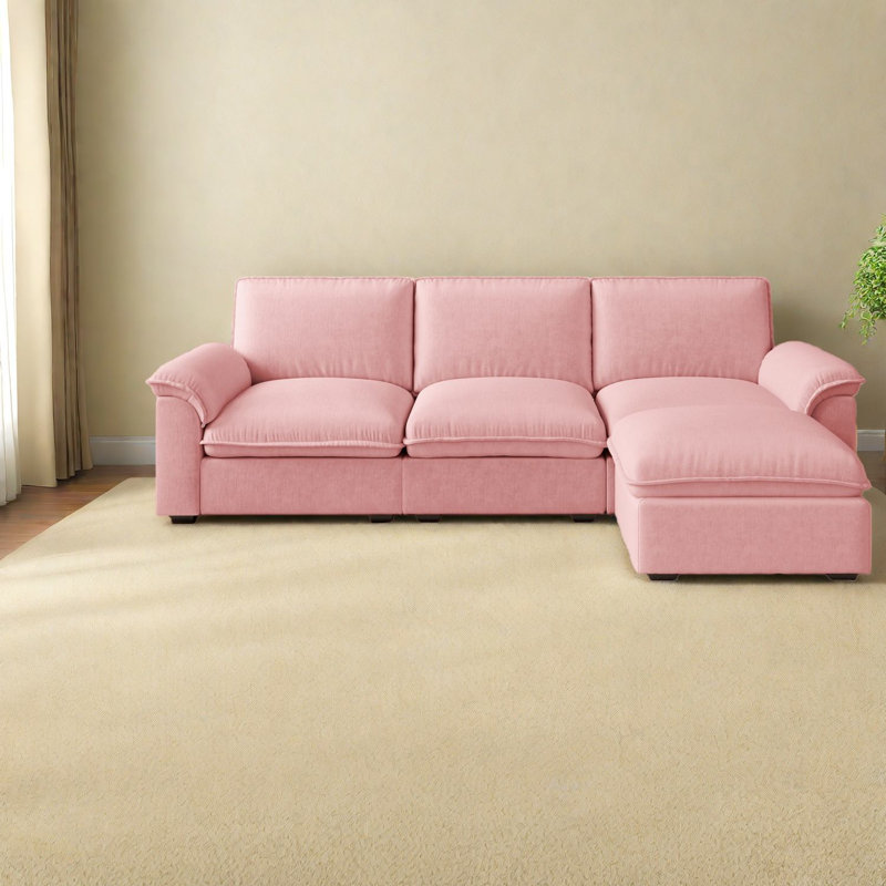 Canapé modulaire en chenille peu encombrant, design moderne rose pour la maison