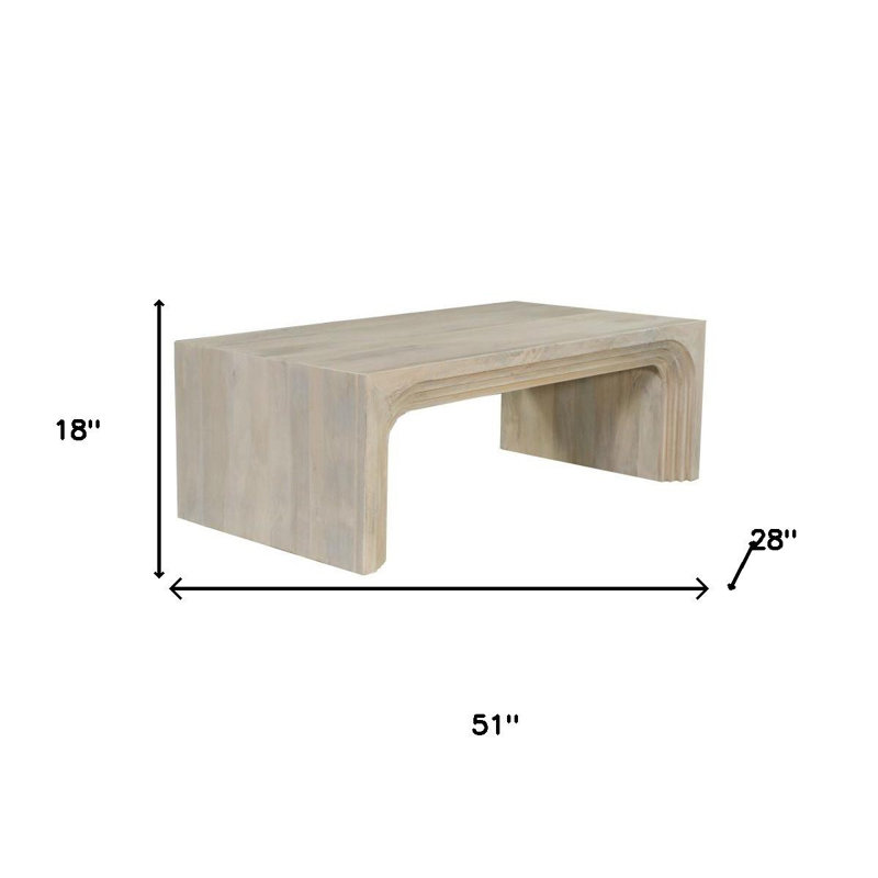 Table basse 51 "à double caisson en bois massif blanc