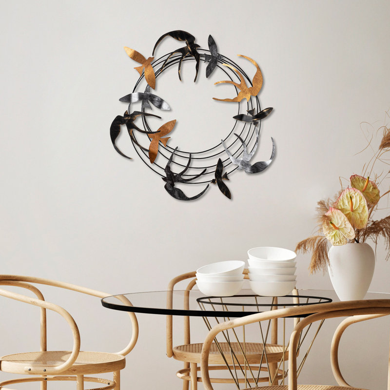 Accessoire mural élégant en métal Nykeemah, finition cuivre, 25,2 po x 13,8 po | Fabrication 100% métal, épaisseur: 0,06 po | Fixation murale facile, poids léger de 1,5 lb | Parfait pour la décoration intérieure et les intérieurs modernes