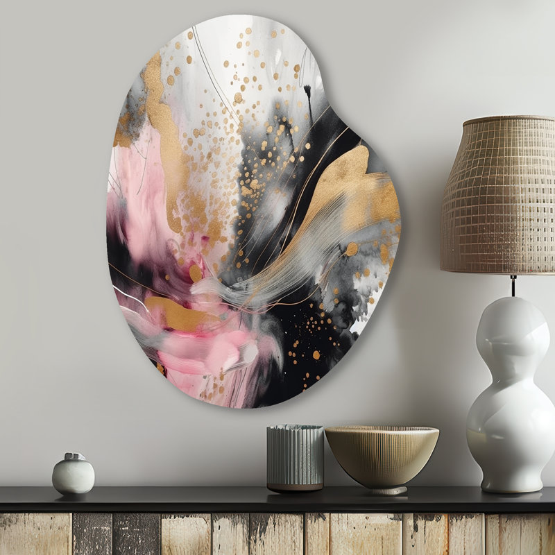Décoration murale irrégulière en forme de poire en marbre rose or rose Splash III, H 30 po x l 22 po