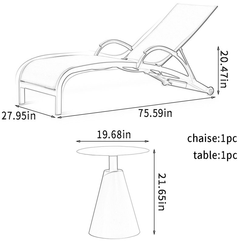 Méridienne d'extérieur réglable avec cadre en aluminium