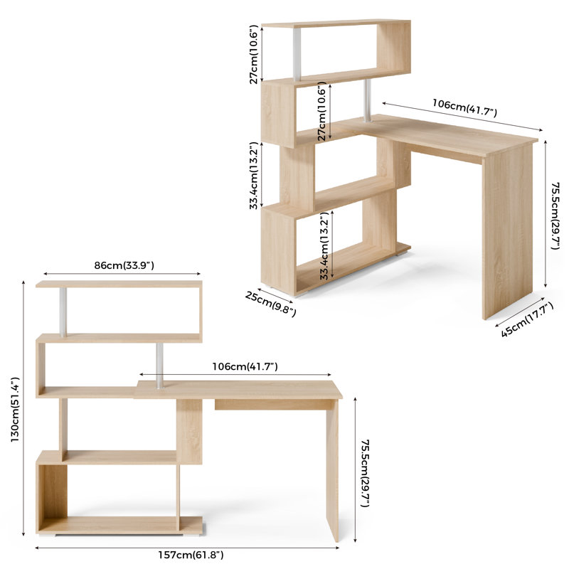 Bureau d'ordinateur en L