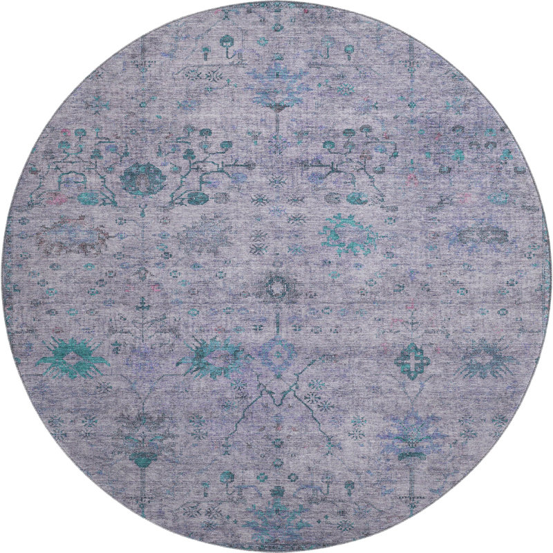 Premium Machine Washable Pinkston Arabesque Rug, Round 8'