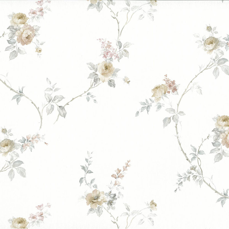 Floral Roll, Beige/Light Gray/Pink
