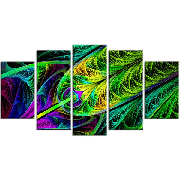 DesignArt Green Stained Glass Texture On Canvas 5 Pieces Print | Wayfair