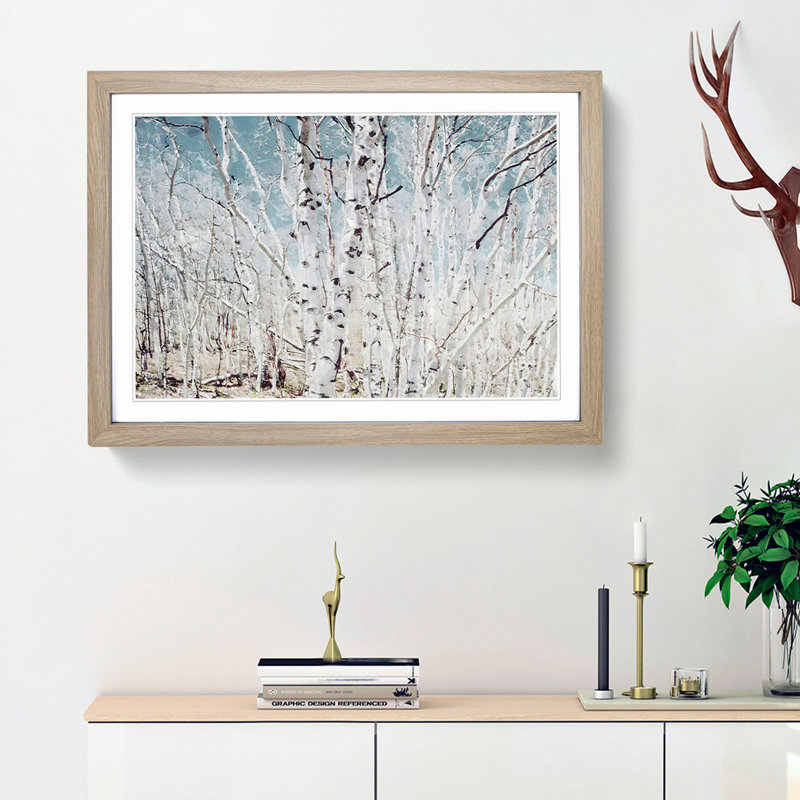 Birch Trees in Utah in Abstract - Picture Frame Graphic Art Print, 62cm H x 87cm W x 2cm D, Oak Framed