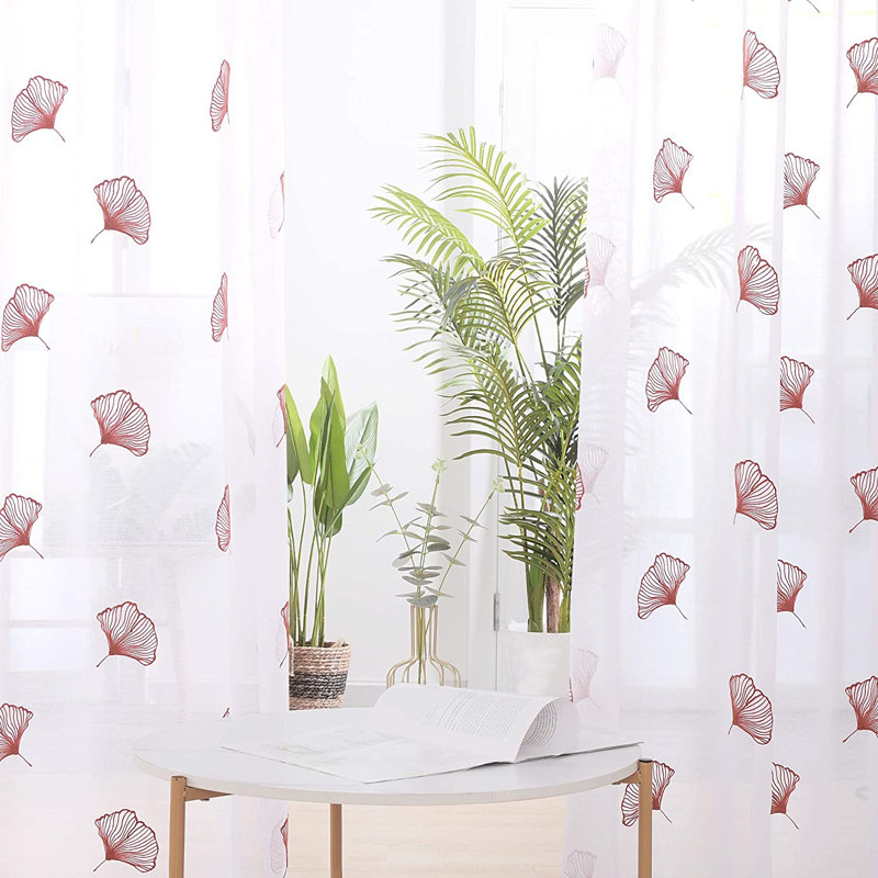 Erwinville Sheer Curtain Pair, 140 W x 183 D cm, Orange