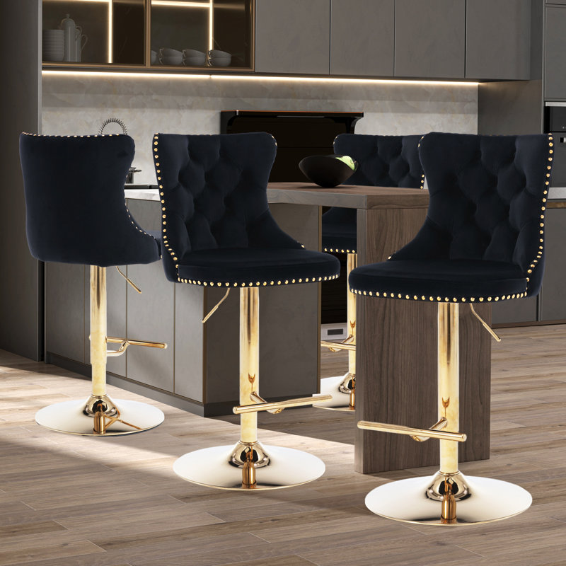 Tabourets de bar Kalinka, Or, Noir, 4