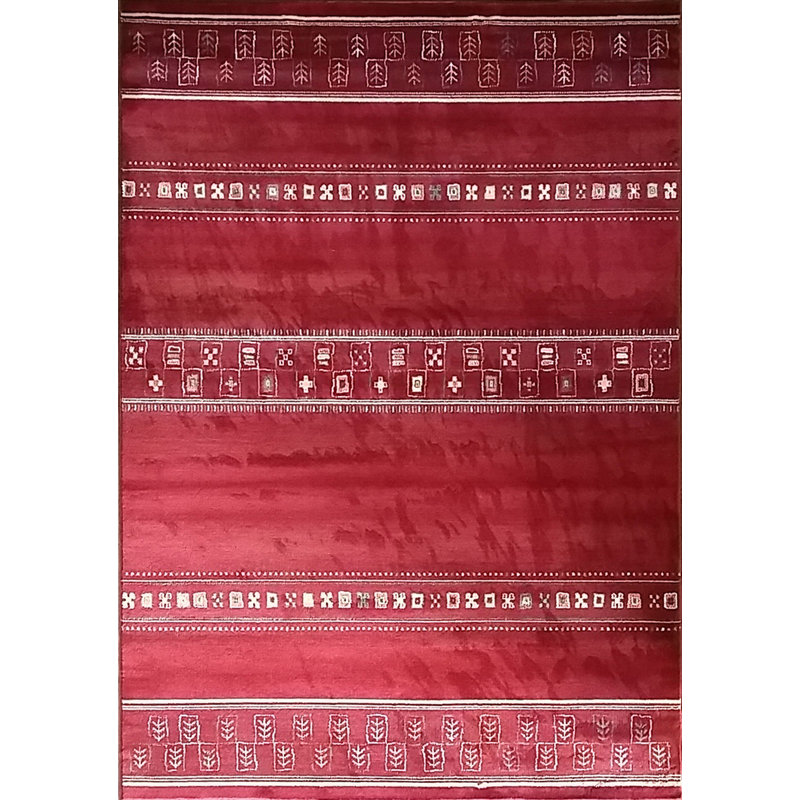 Tapis décoratif rouge de style sud-ouest keunta, 5 pi 3 po x 7 pi 2 po