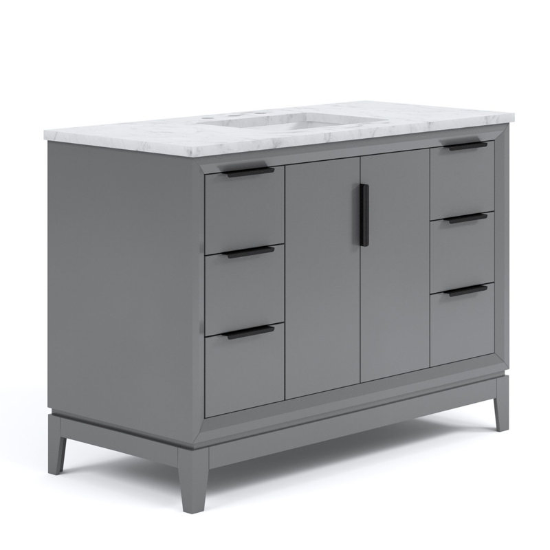 Venito Belmar 48'' Single Bathroom Vanity, Cashmere Gray, Matte Black