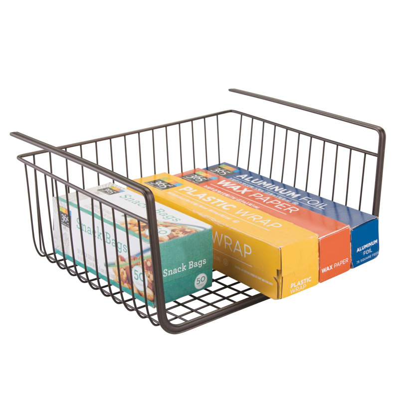 Bronzed Black Metal Under Shelf Storage Basket Organizer