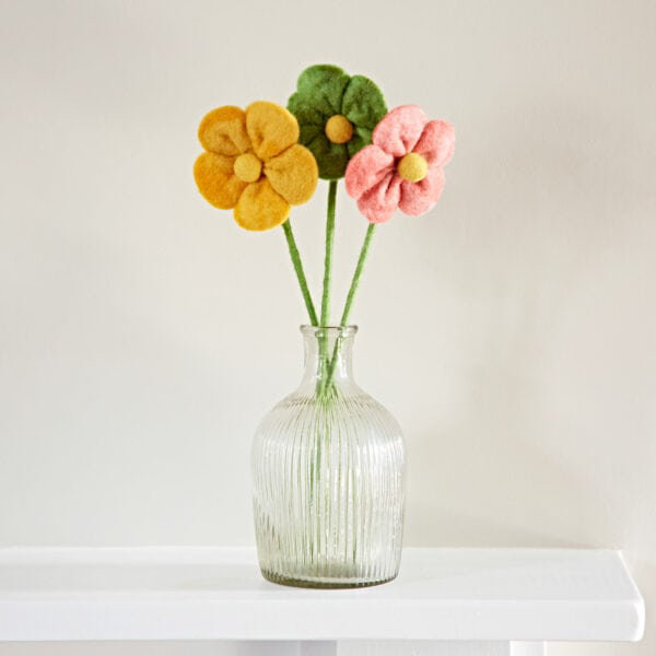 Handmade felt flowers pack of 3