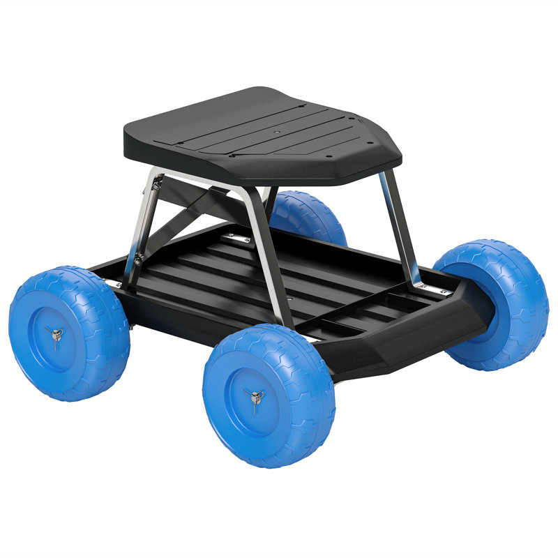 Rolling Seat 50*49*32 cm Polypropylene 1 Piece Garden Stool Cart Blue Rolling Garden Seat